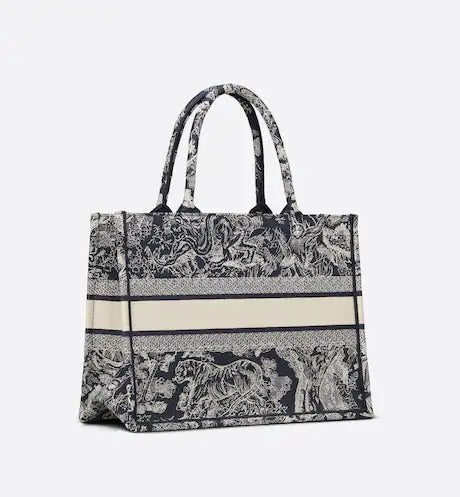 MEDIUM DIOR BOOK TOTE Blue Toile de Jouy Reverse Embroidery (36 x 27.5 x 16.5 cm)