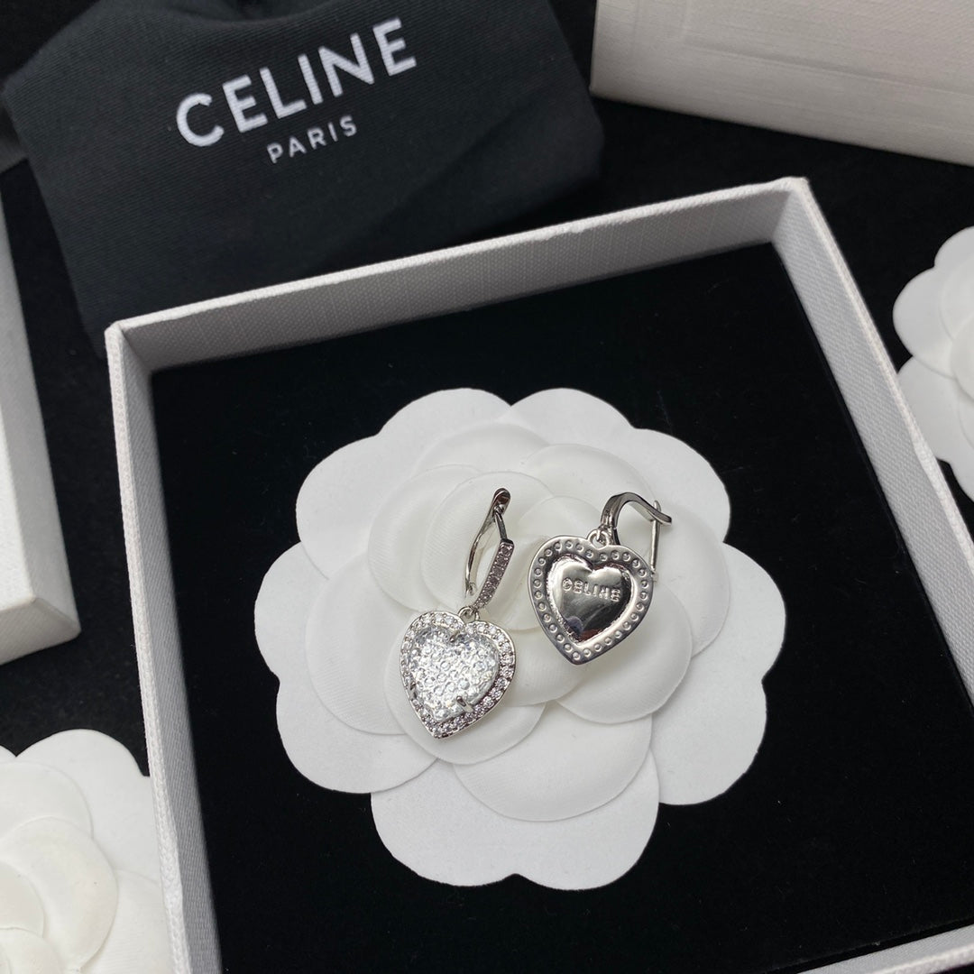 CELINE Silver Lovers Necklace and Bracelet and Stud Earrings