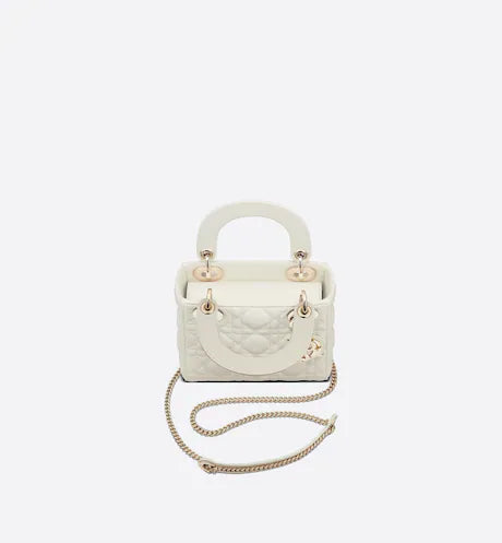 MINI LADY DIOR BAG Latte Cannage Lambskin