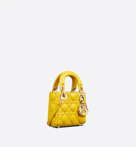 MICRO LADY DIOR BAG Yellow Cannage Lambskin