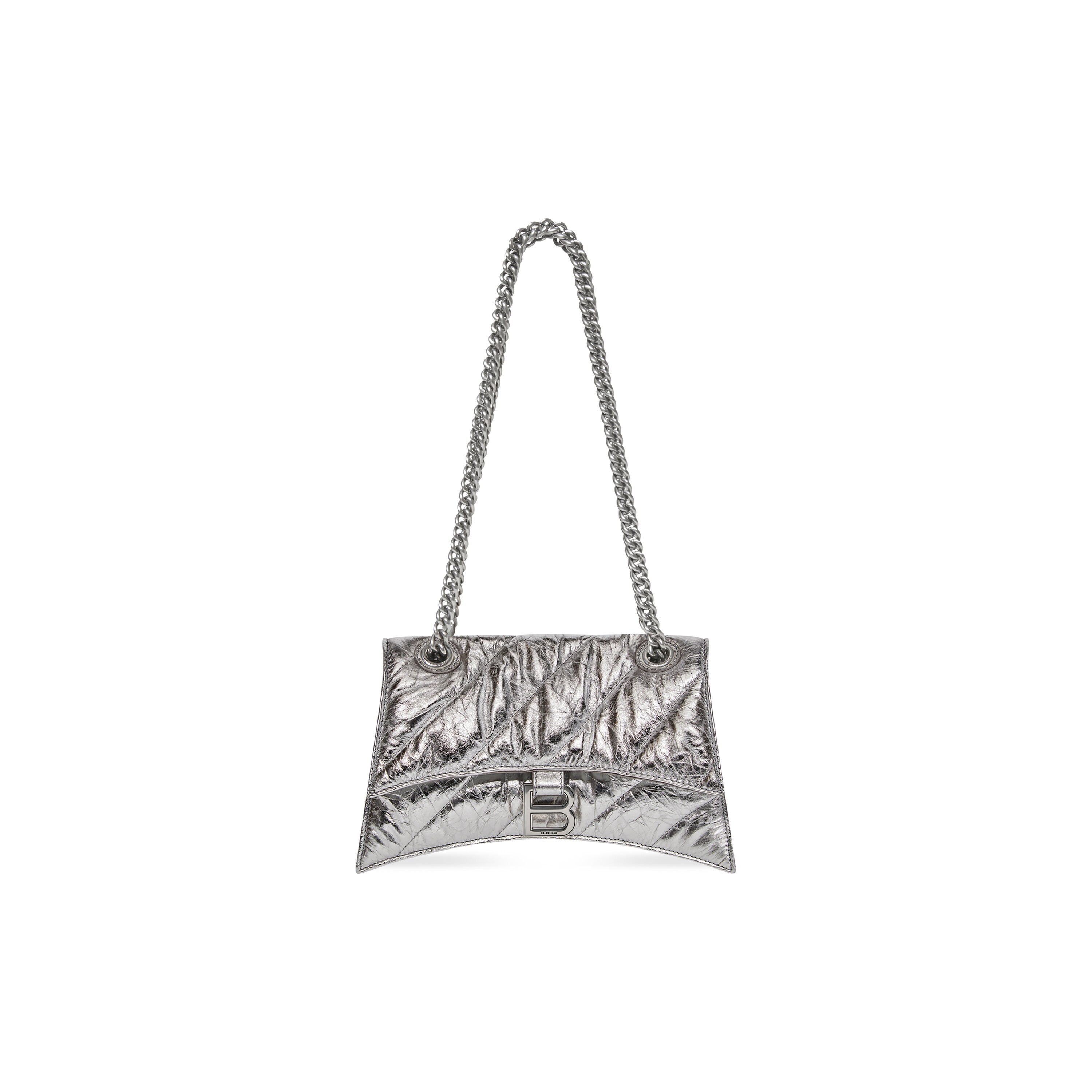 WOMEN'S CRUSH SMALL CHAIN BAG METALLIZED QUILTED IN SILVER