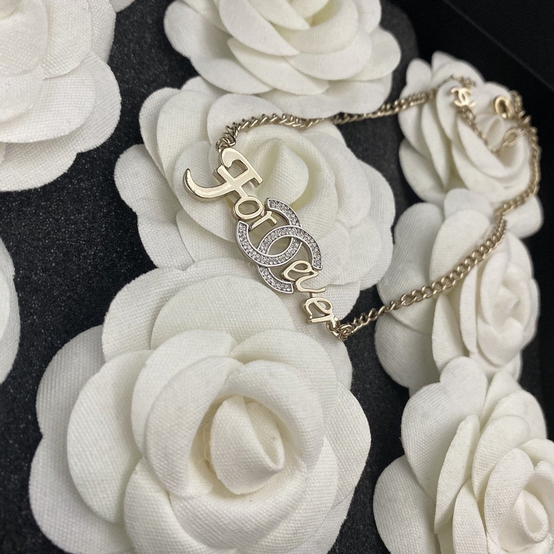 CHANEL Fashion Letter Rhinestone Necklace