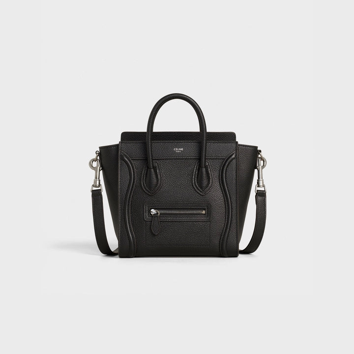 NANO LUGGAGE BAG IN DRUMMED CALFSKIN BLACK