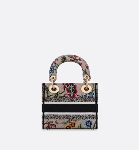 MINI LADY D-LITE BAG Pink Multicolor Dior Petites Fleurs Embroidery