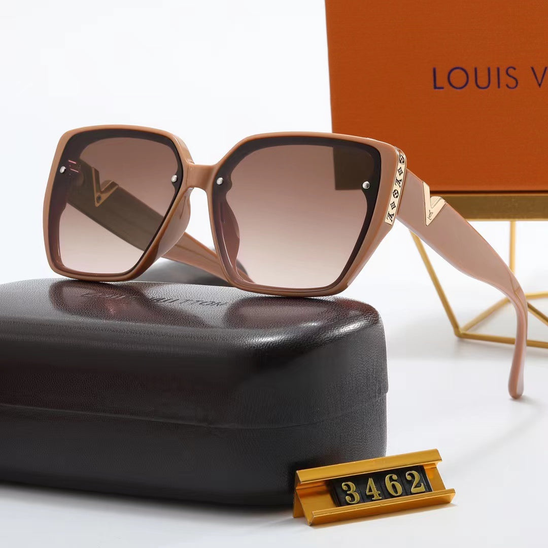 8-color fashion four-leaf clover V-shaped hollow print sunglasses