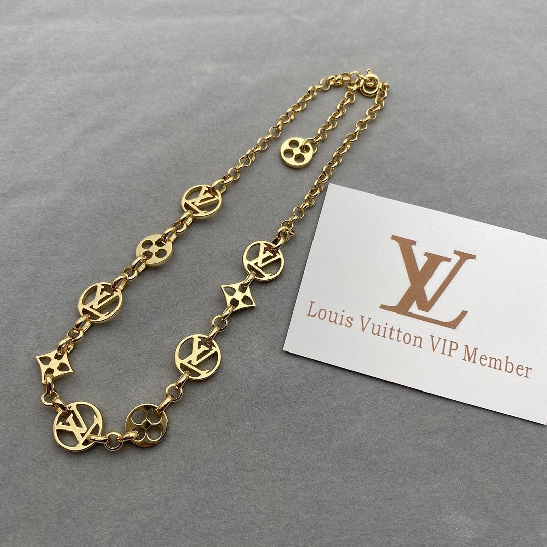 LV Fashionable Hollow Printed Necklace