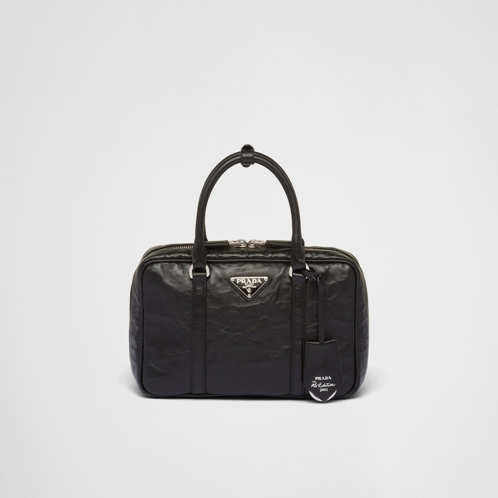 Prada Medium antique nappa leather top handle bag - Black