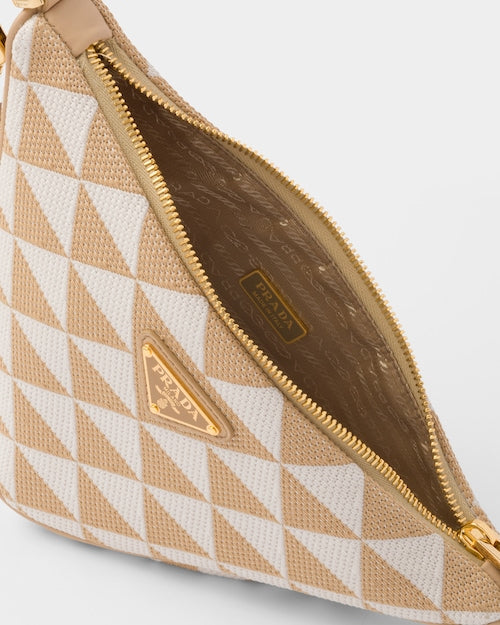 Embroidered fabric mini-bag - Beige/Chalk White