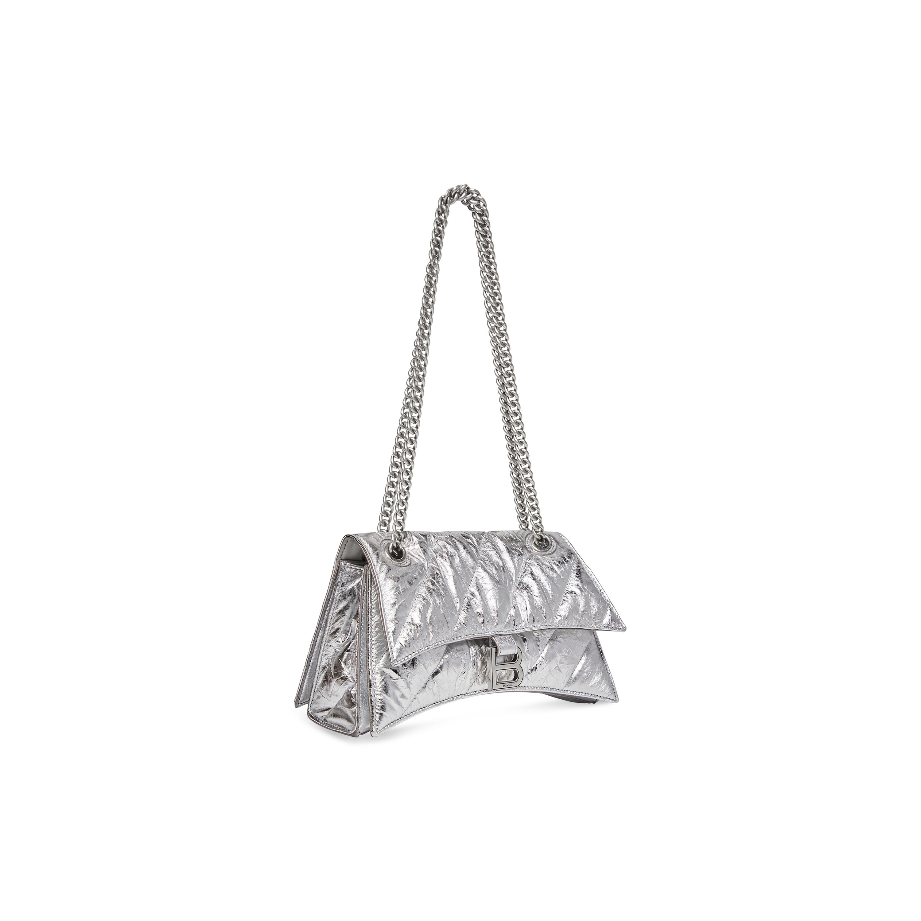 WOMEN'S CRUSH SMALL CHAIN BAG METALLIZED QUILTED IN SILVER