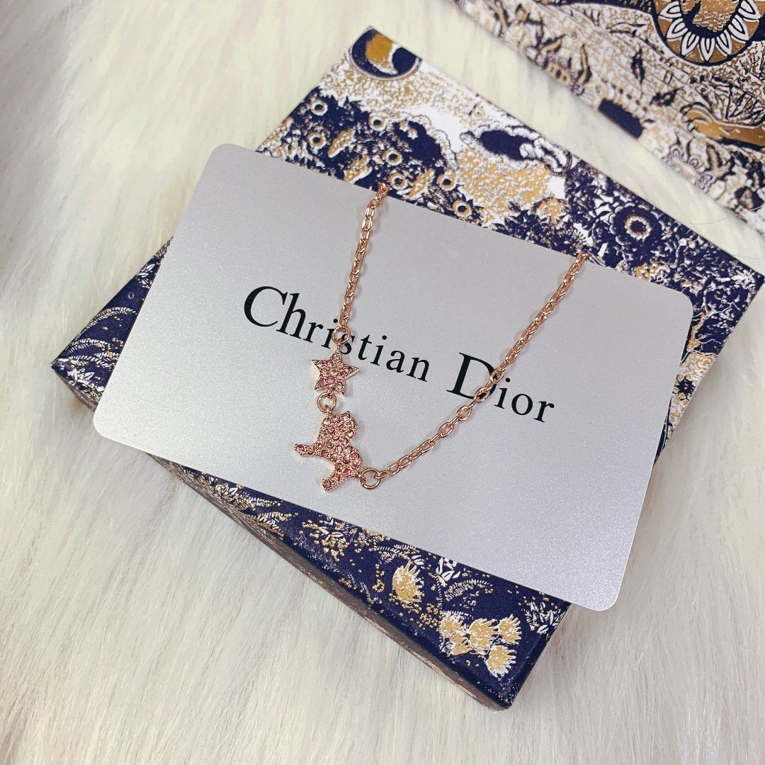 DIOR Luxury Rose Gold Lion Pendant Necklace