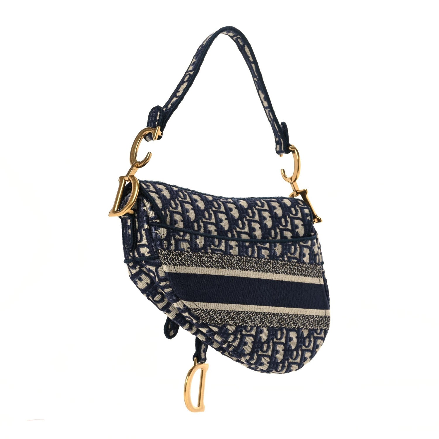 CHRISTIAN DIOR Oblique Embroidered Saddle Bag Blue