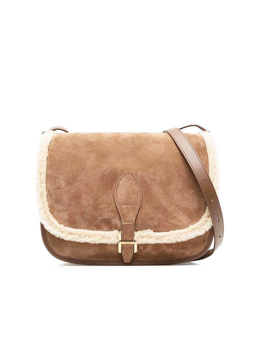 New Trends Medium Francoise Satchel in Suede and Shearling