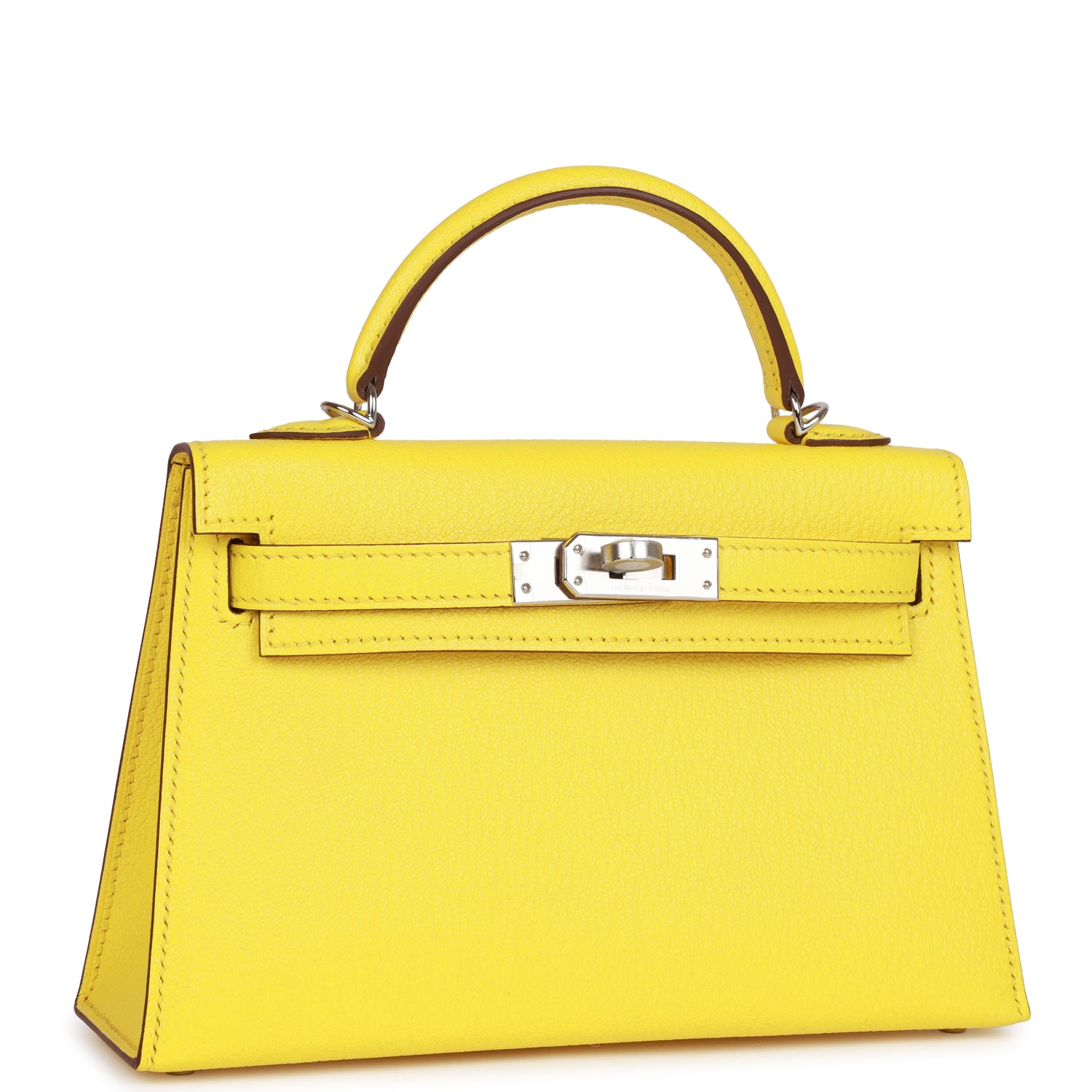 Hermès Kelly Sellier 20 Jaune Citron Chèvre Palladium Hardware