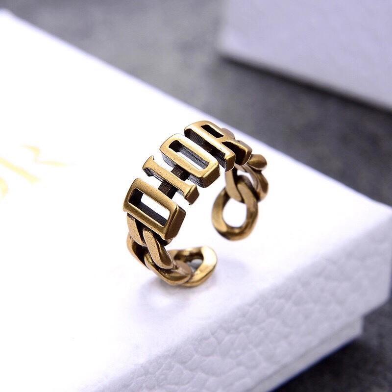 DIOR Letter Chain Hollow Split Ring