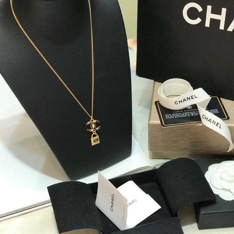 CHANEL Fashion Lock Double Label Necklace
