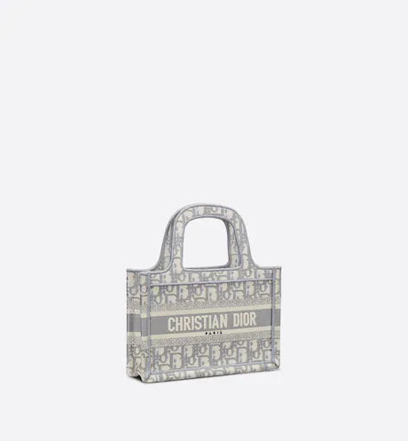 MINI DIOR BOOK TOTE Gray Dior Oblique Embroidery (22,5 x 15 x 6 cm)