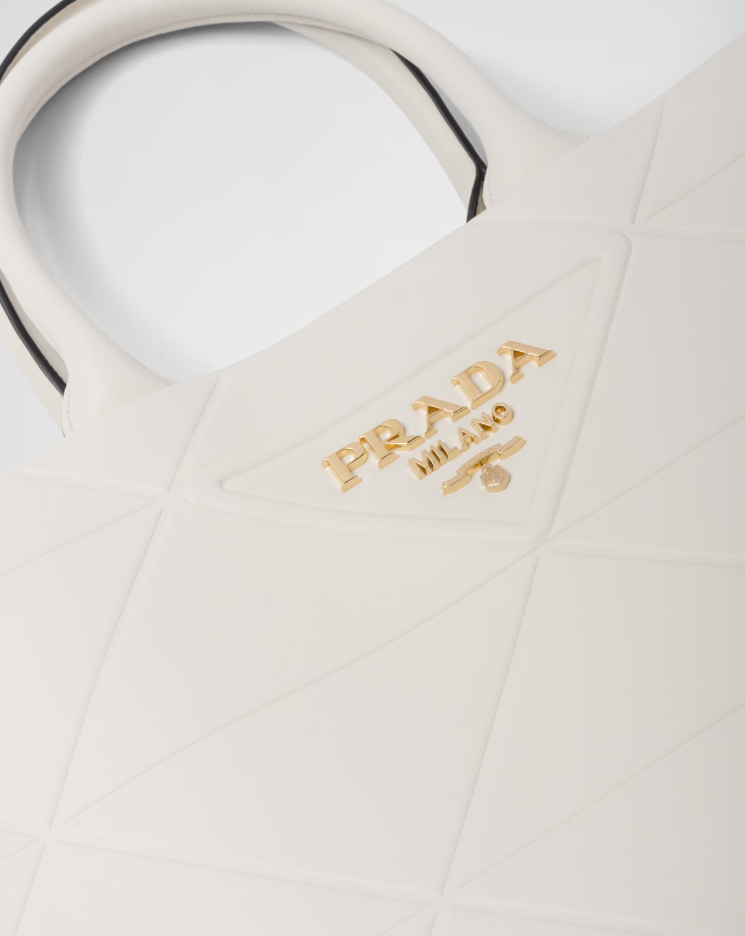 Prada Medium leather Symbole bag with topstitching - White