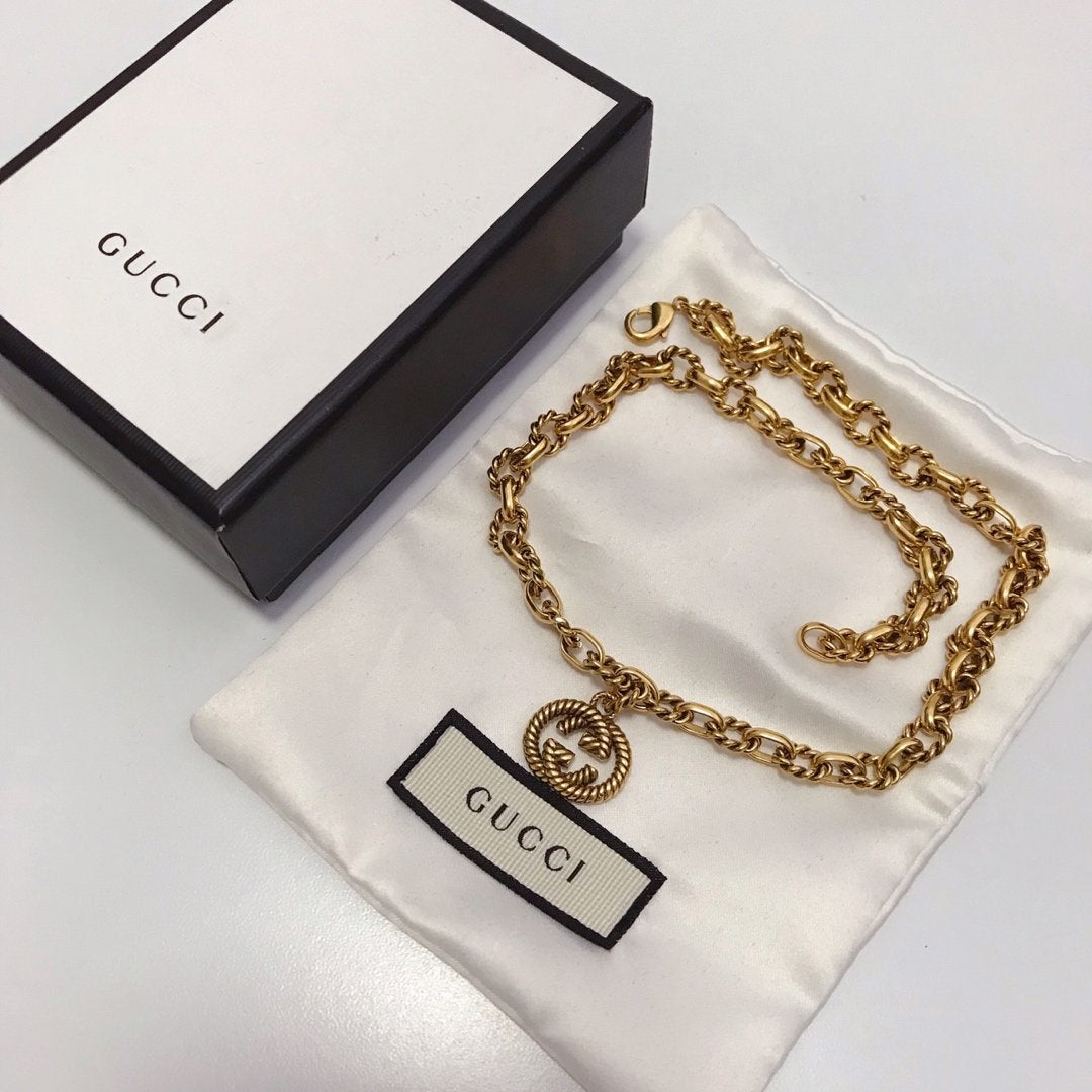 GUCCI Luxury Chain Double G Pendant Necklace