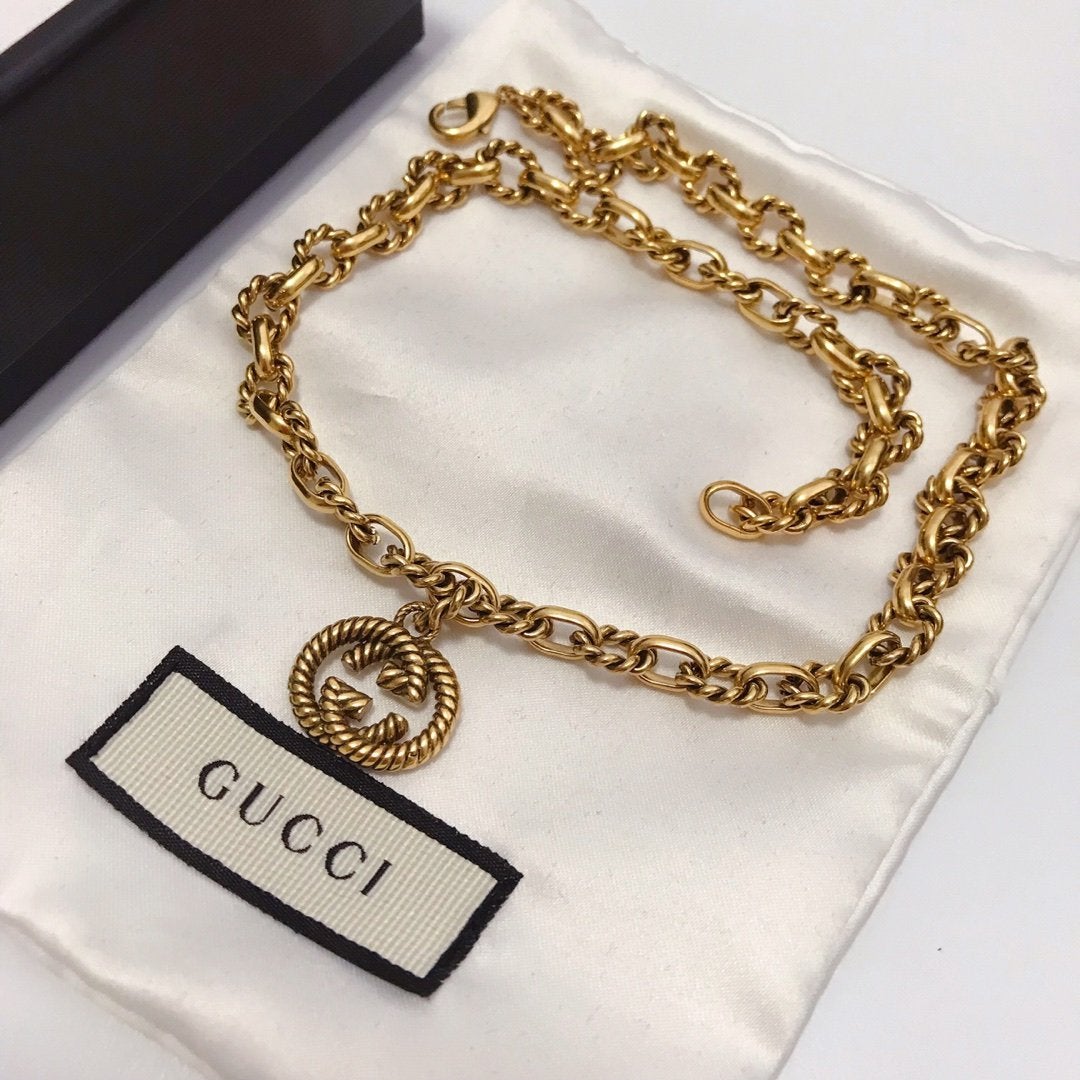GUCCI Luxury Chain Double G Pendant Necklace