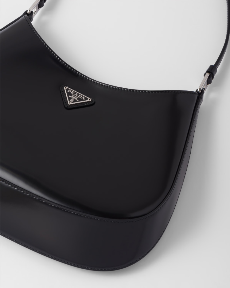 Prada Cleo brushed leather shoulder bag - Black