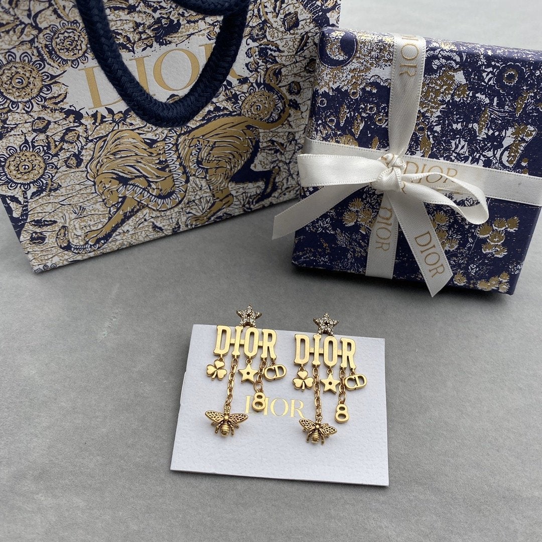 DIOR Little Bee Letter Pendant Earrings
