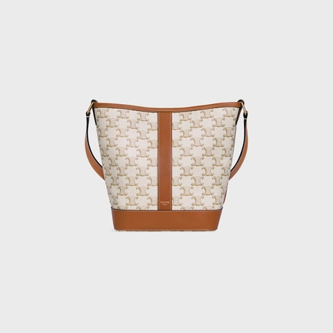 SMALL BUCKET IN TRIOMPHE CANVAS AND CALFSKIN WHITE