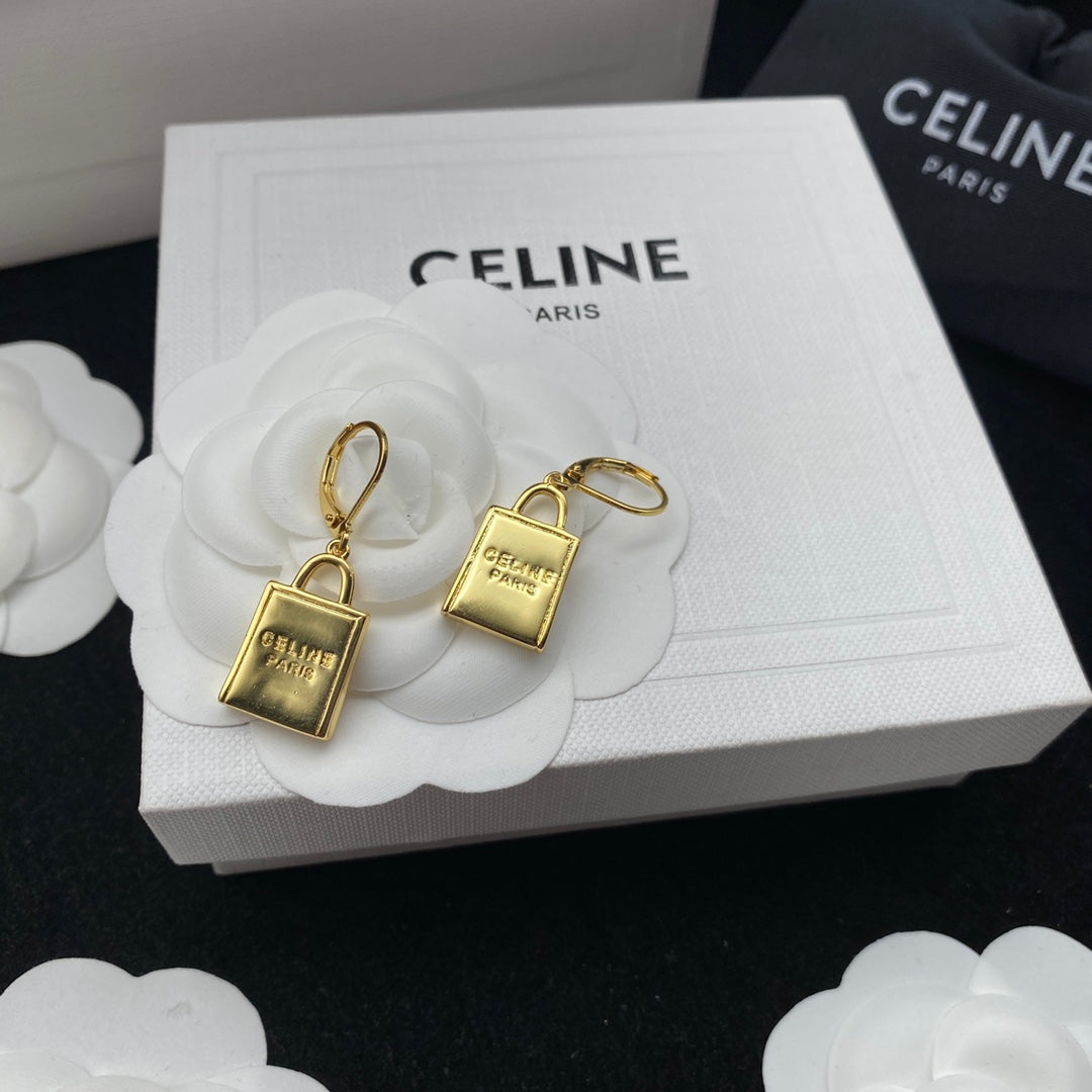 CELINE Gold Necklace and Earrings