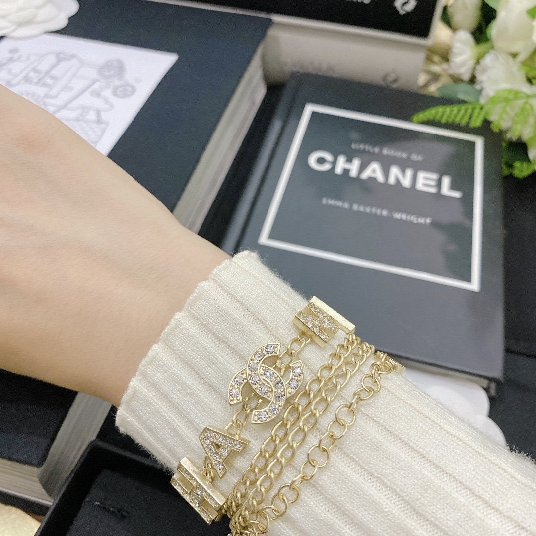 CHANEL Luxury Crystal Letter Necklace
