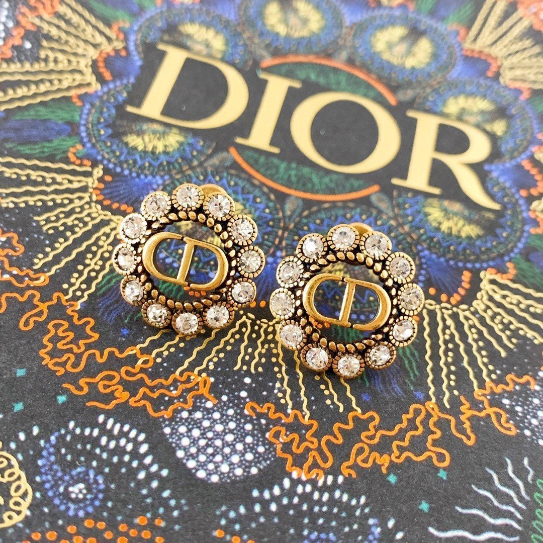 DIOR Fashion Letter Crystal Earrings