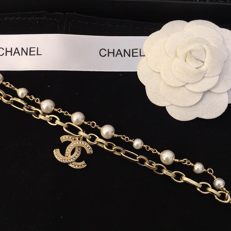CHANEL Fashion Pearl Crystal Bracelet