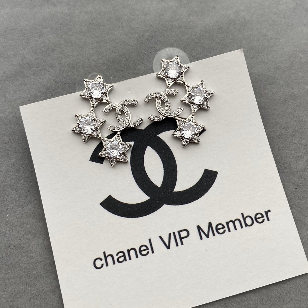 CHANEL Star Rhinestone Earrings