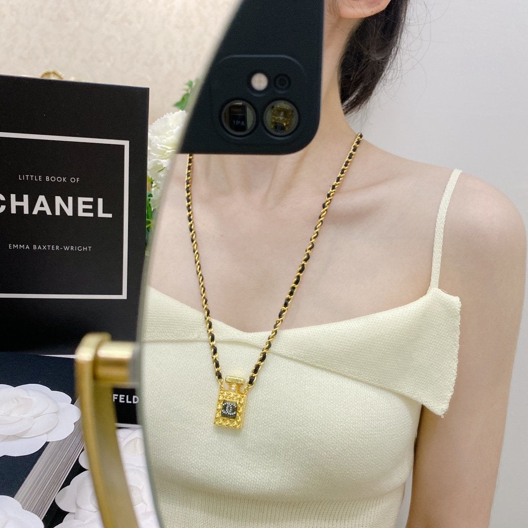 CHANEL Fashion Leather Perfume Bottle Necklace