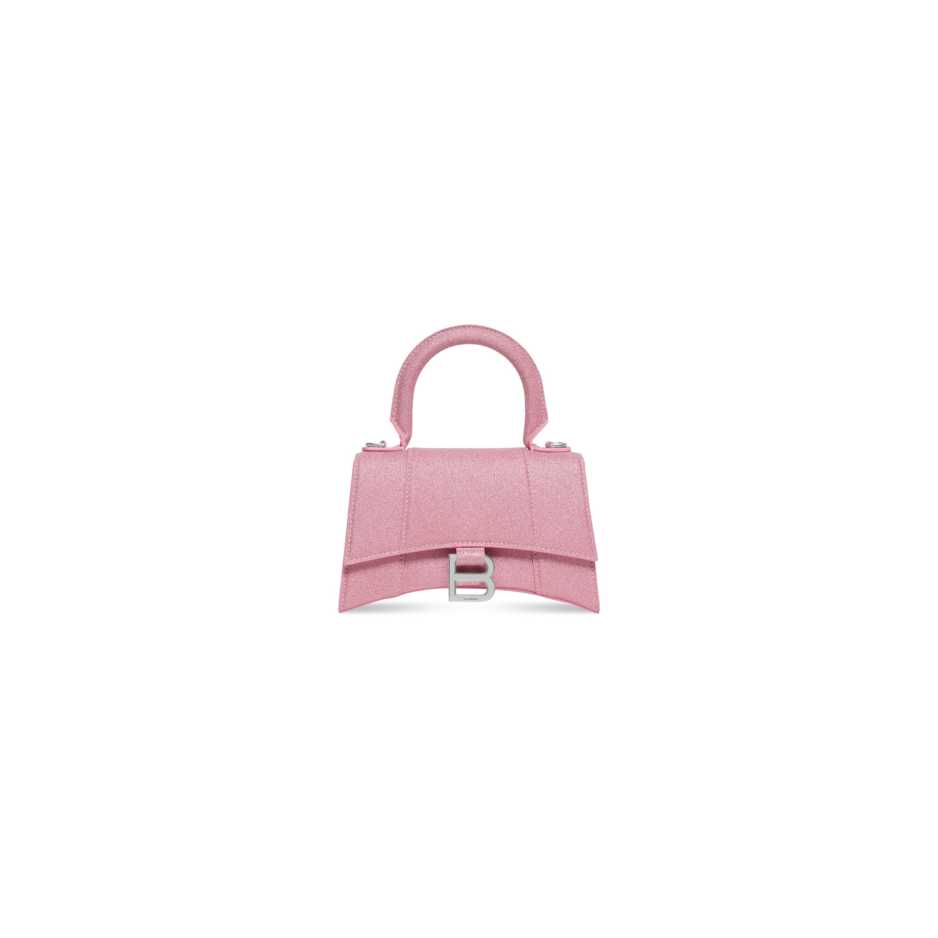 WOMEN'S HOURGLASS XS HANDBAG IN SPARKLING FABRIC IN PINK
