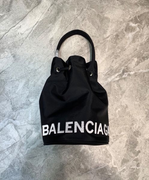 Balenciaga Wheel XS Drawstring Bucket Black