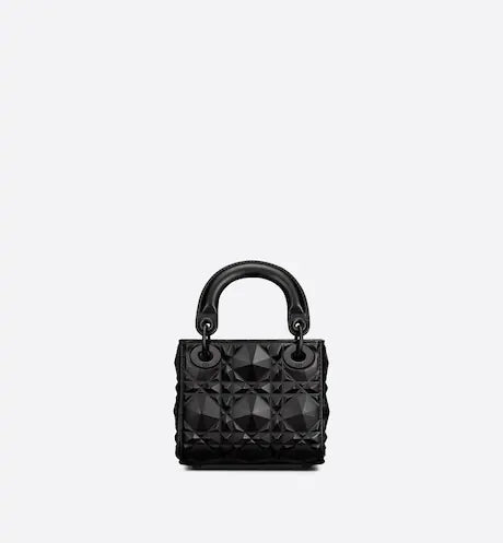 MICRO LADY DIOR BAG Black Cannage Calfskin with Diamond Motif