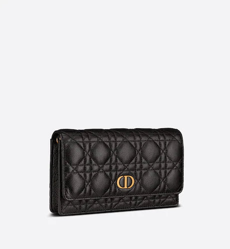 DIOR CARO POUCH Black Supple Cannage Calfskin