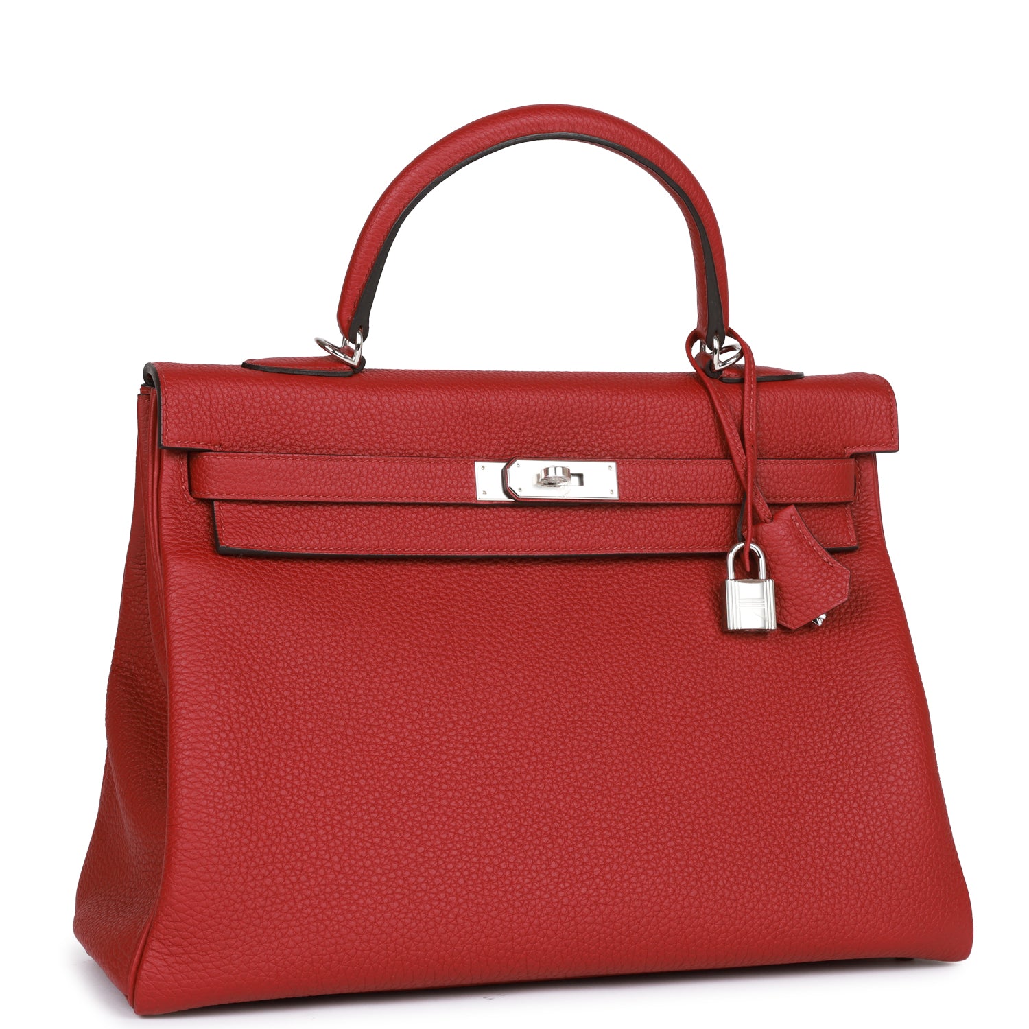 Hermès Special Order (HSS) Kelly Retourne 35 Rouge Grenat Verso Togo Palladium Hardware