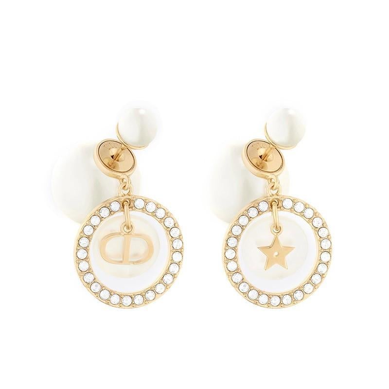 DIOR White Mother-of-pearl Classic Earrings