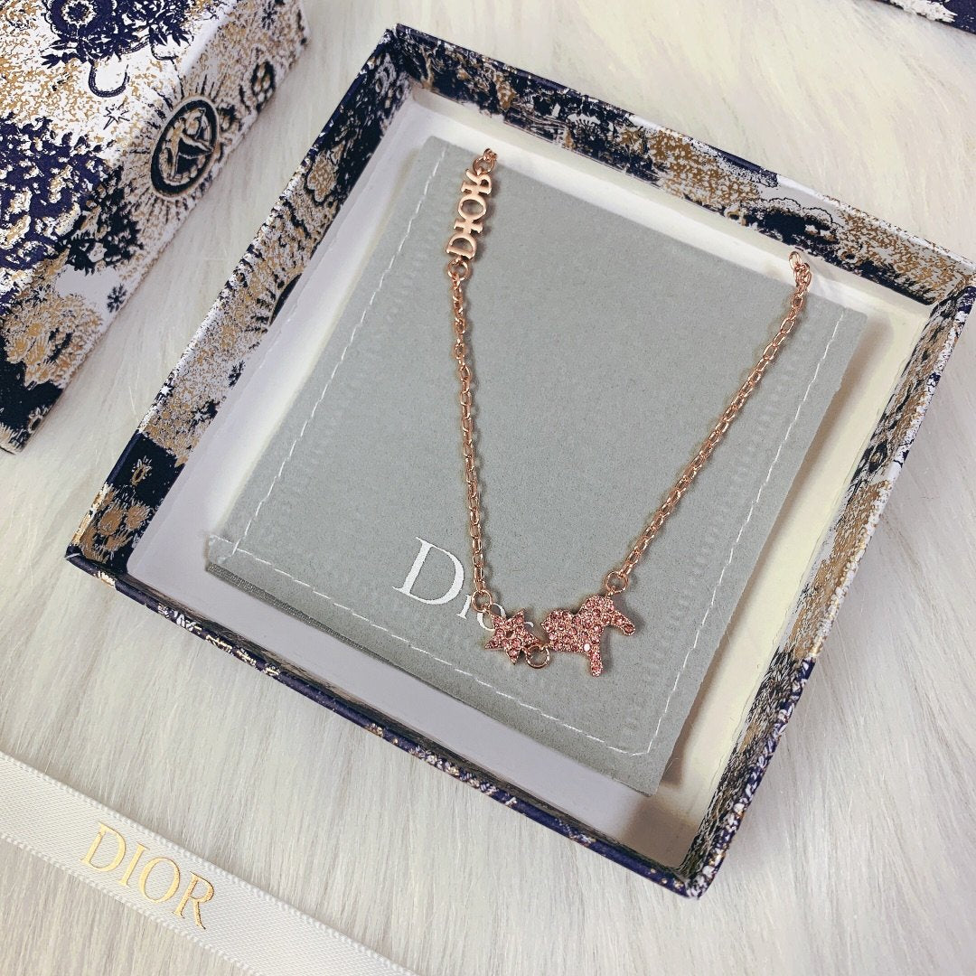 DIOR Luxury Rose Gold Lion Pendant Necklace