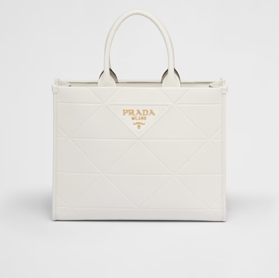 Prada Medium leather Symbole bag with topstitching - White