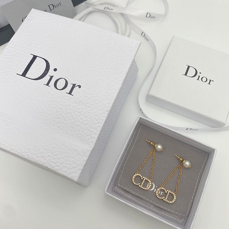 DIOR retro rhinestone pendant earrings