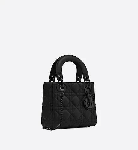 MINI LADY DIOR BAG Black Ultramatte Cannage Calfskin
