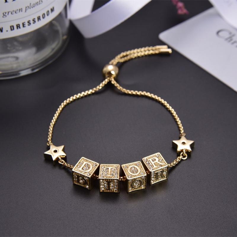 DIOR Luxury Letter Rhinestone Star Bracelet