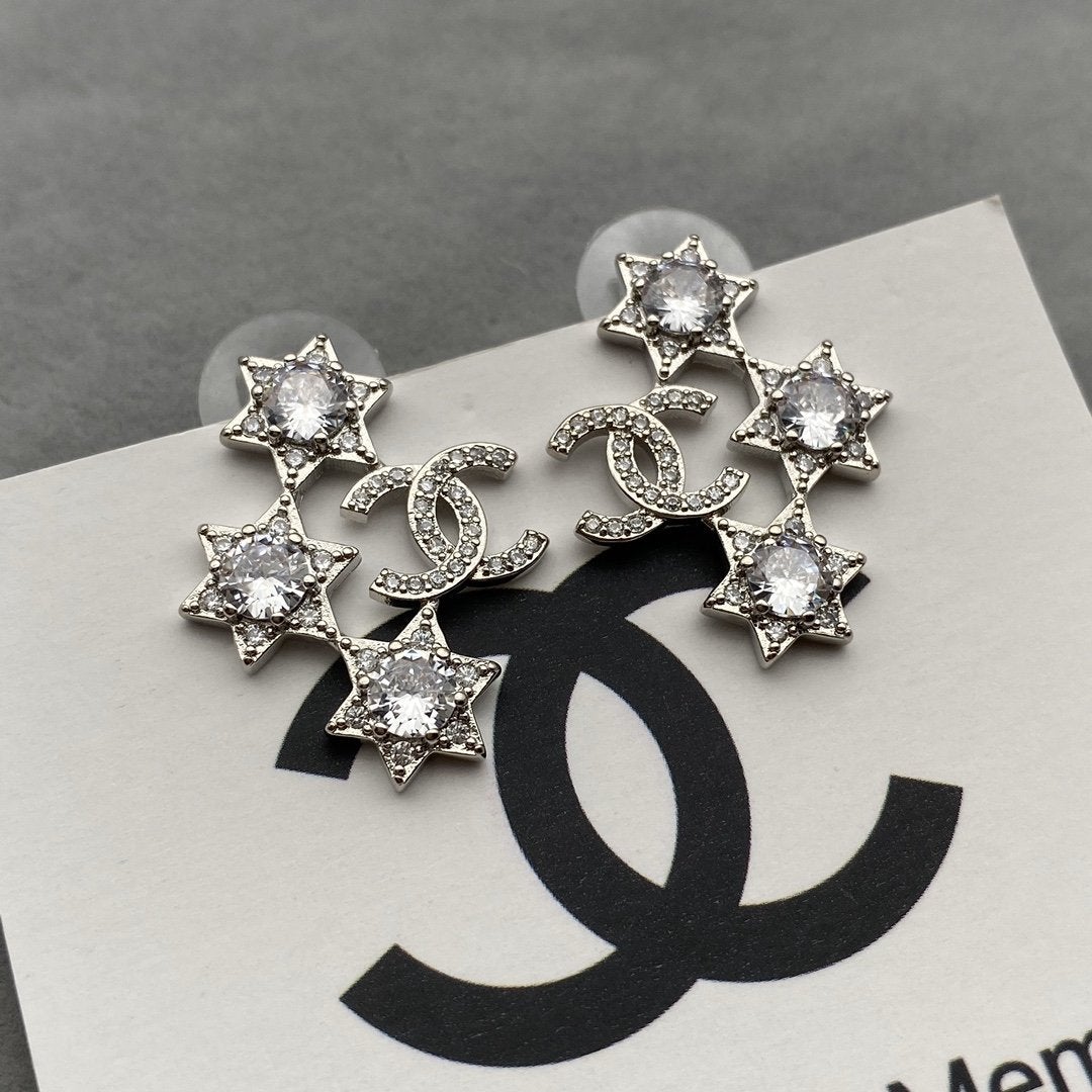 CHANEL Star Rhinestone Earrings