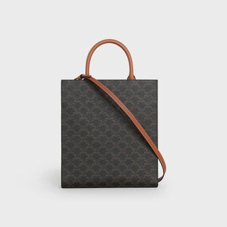 Small Cabas vertical in Triomphe Canvas and calfskin - Tan - TRIOMPHE CANVAS - 2 | CELINE Small Cabas vertical in Triomphe Canvas and calfskin - Tan - TRIOMPHE CANVAS - 3 | CELINE Small Cabas vertical in Triomphe Canvas and calfskin - Tan - TRIOMPHE