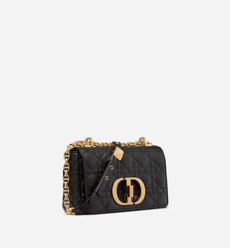 SMALL DIOR CARO BAG Black Supple Cannage Calfskin