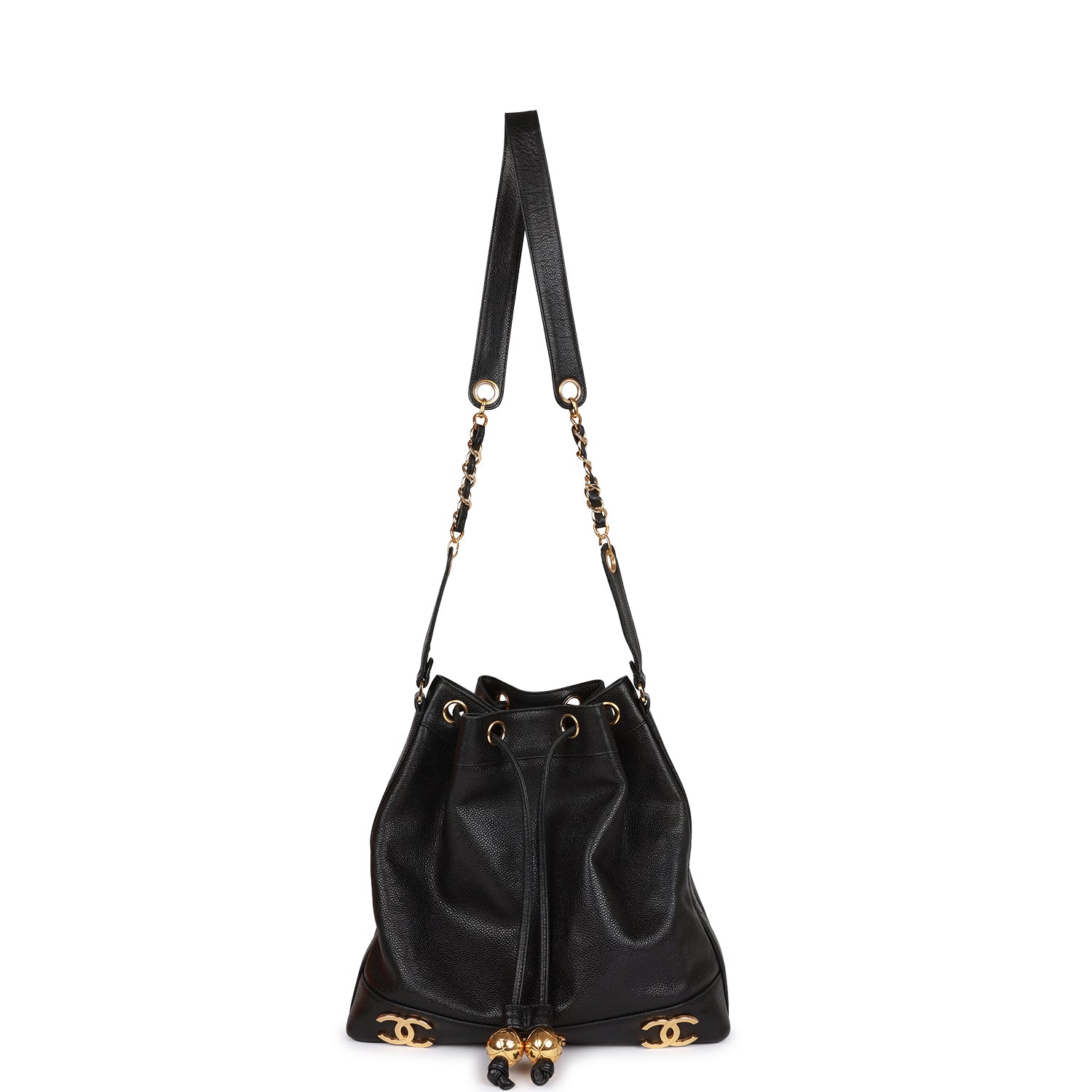 Vintage CC Bucket Bag Black Caviar Gold Hardware