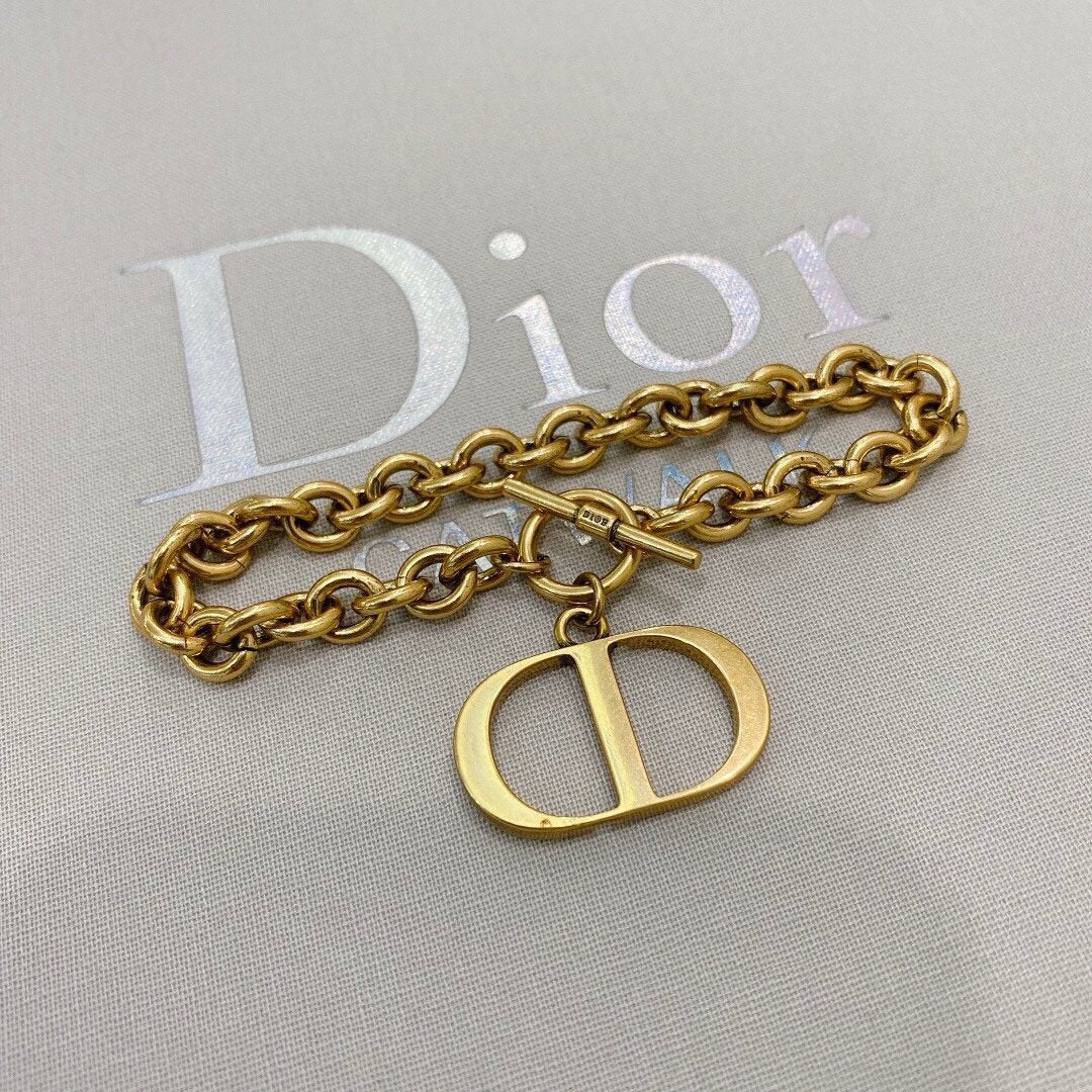 DIOR Gold-finish Metal Bolt Buckle Bracelet/necklace