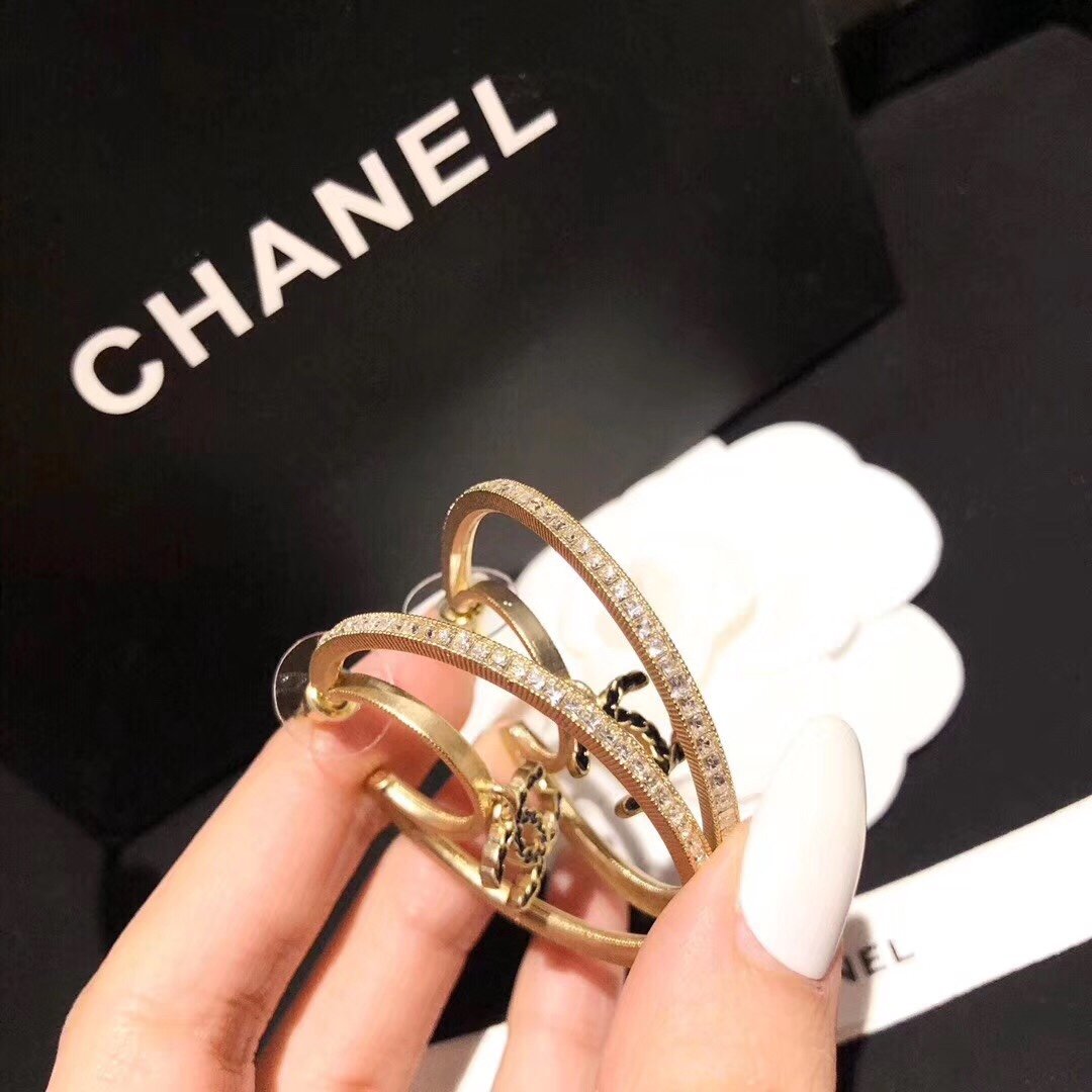 CHANEL Elegant Crystal Large Pendant Earrings