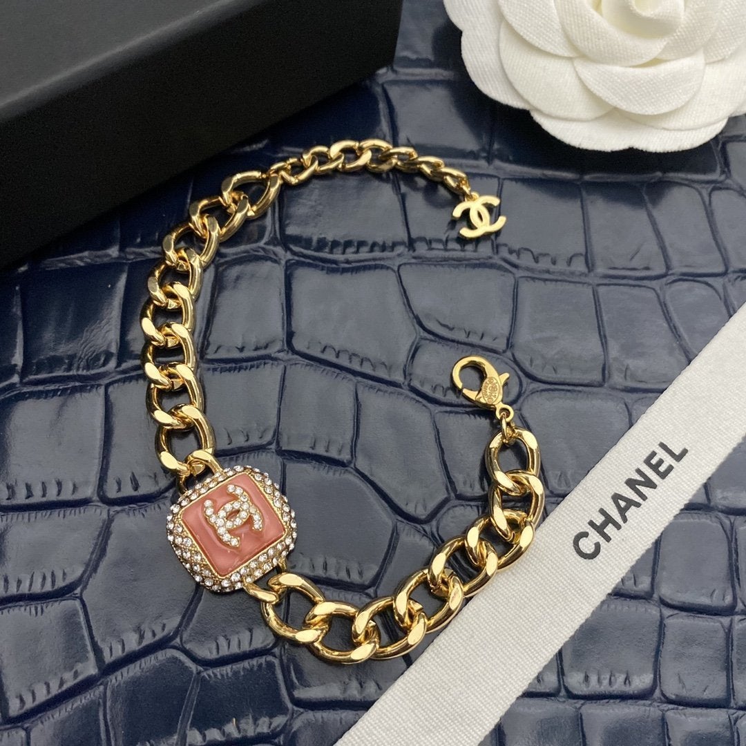 CHANEL Candy Color Square Rhinestone Bracelet